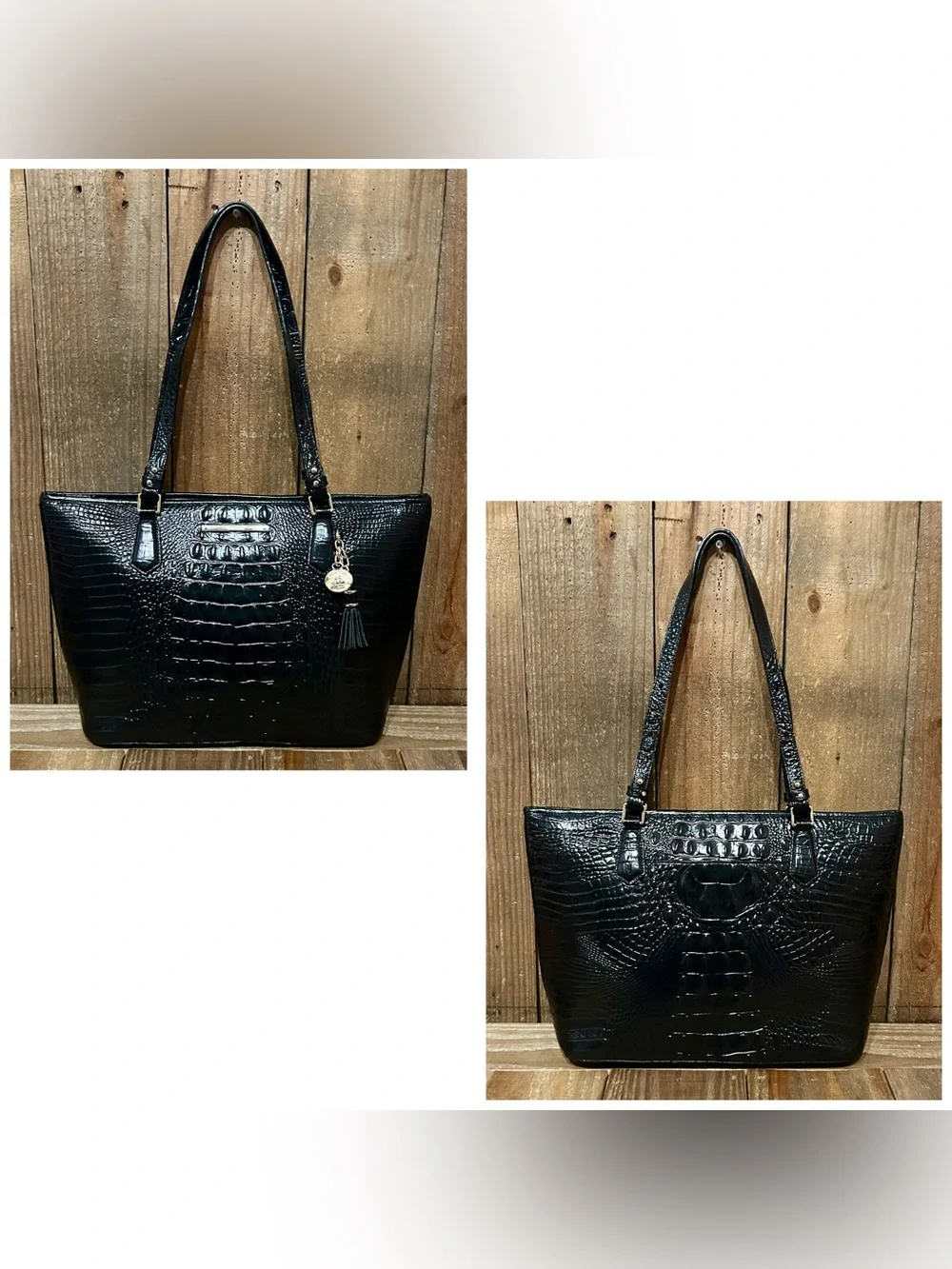 BRAHMIN. Asher Leather Croc Embossed Melbourne Tote with Free Scarf & Dust Bag.